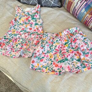 Floral girls tank and skort set like new size 6